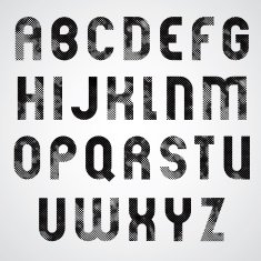 Black dotty graphic upper case letters industrial font