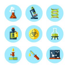Vector chemistry icon set in modern flat style