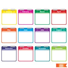 Colorful Paper Note with 12 month of the year Eps10