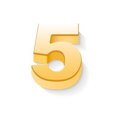 3d shiny golden number 5 N2