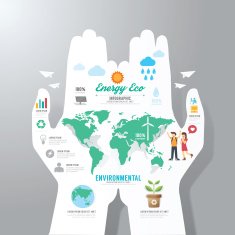 infographic Template with hand paper banner eco concept vector