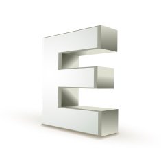 3d alphabet silver E