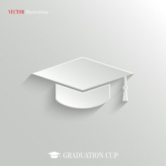 Graduation cap icon - vector white app button N2