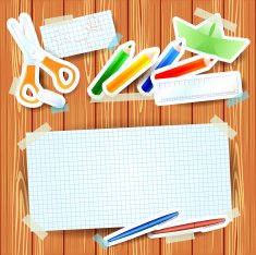 School background with paper elements and blank N2