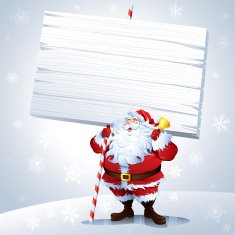 Santa holding a blank sign