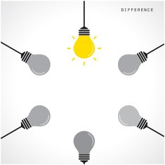 Creative light bulb Idea concept banner background Different