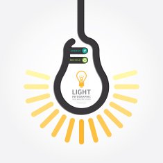 infographic Template with Light bulbs line banner concept