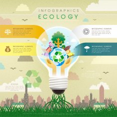 flat design ecology bulb infographics