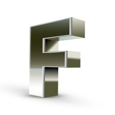 3d silver steel letter F N5