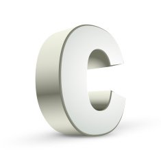 3d alphabet silver C