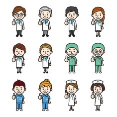 Health care workers showing thumbs up