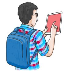 Student using digital tablet