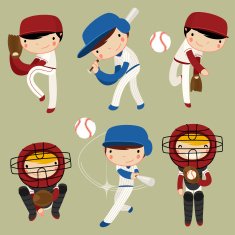 baseball kids character set vector illustration N2