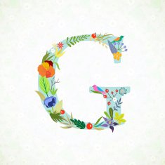 The letter G Bright floral element of colorful alphabet
