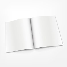 blank opened booklet on white background