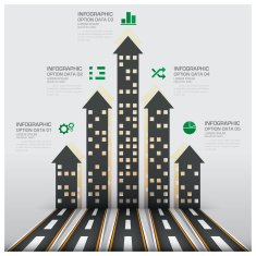 Real Estate And Property Business Infographic With Building Arrows Diagram N2