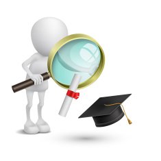 3d person watching the graduation cap and diploma