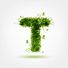 Green eco letter T for your design