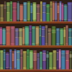 seamless library shelves with old books