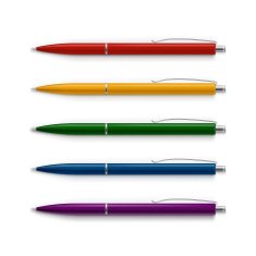 Vector Set of Pens with Metal Caps Isolated on White N2