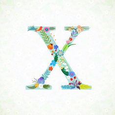 The letter X Bright floral element of colorful alphabet