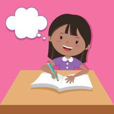 Cute girl writing and thinking N2