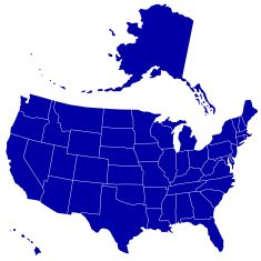 Silhouette map of USA N3