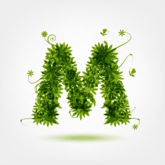 Green eco letter M for your design