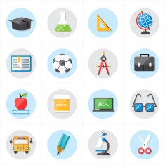 Flat Icons For Education and School Vector Illustration