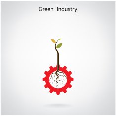 Green industry concept Small plant and gear symbol business green idea N2