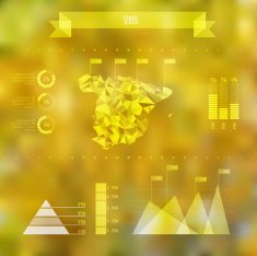 Abstract Spain Map with Infographic Elements on Blurred Backgrou