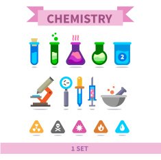 Chemistry Vector flat icon set