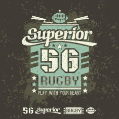 Rugby emblem print and design elements