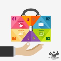 Infographic businessman hand hold business bag