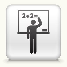 White Square Button with school Whiteboard