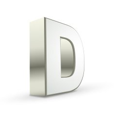 3d alphabet silver D