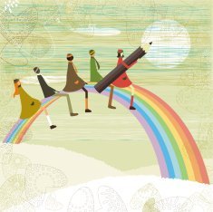 School children and rainbow N2