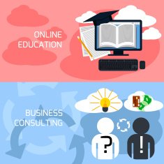 Concept of online education business consulting