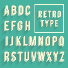 Retro poster alphabet font with shadow