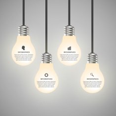 Creative 3D light bulb infographics design template N7