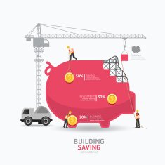 Infographic business piggy bank shape template design building