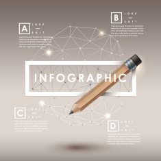 creative template with wooden pencil infographic