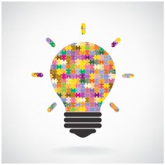 Creative puzzle light bulb Idea concept