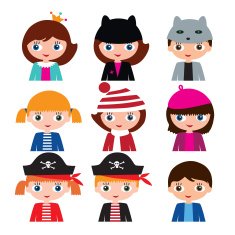 Set of different vector with various schoolgirls and schoolboys N2