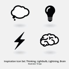 Inspiration Icon Set Thinking Lightbulb Lightning Brain N2