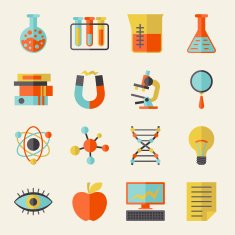 Science icons in flat design style N3