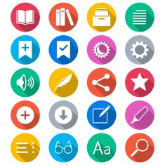 E-book reader flat color icons