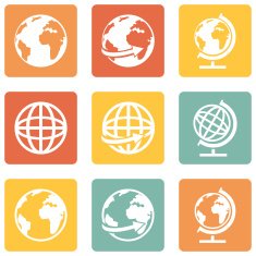 Vector Set of Globe Icons N12