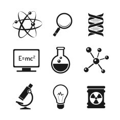 Chemistry and bio technology icons set