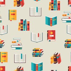 Seamless pattern with books in flat design style N4